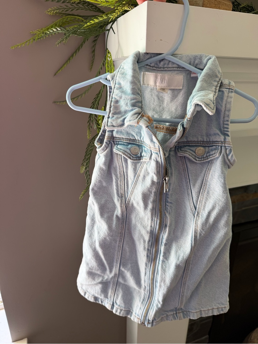 Zara Light Blue Denim Vest - Pale Blue